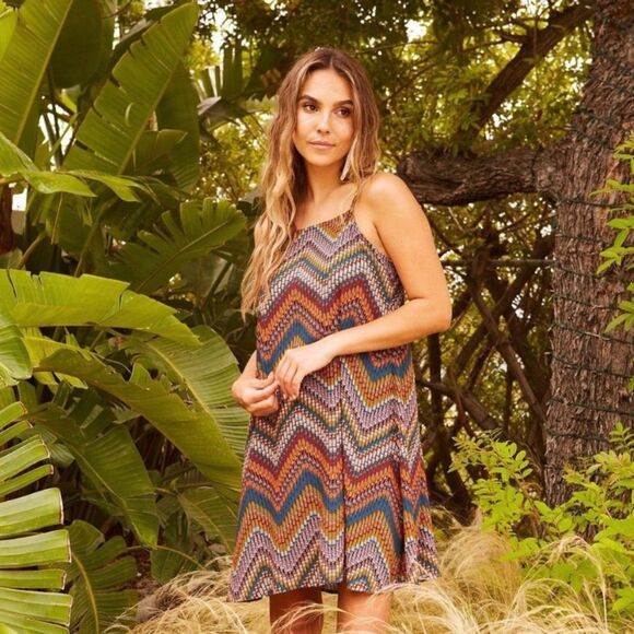 B.Yellowtail Size XS Peyote Stitch Mini Dress Tank Boho Chevron Aztec Print - Picture 3 of 11